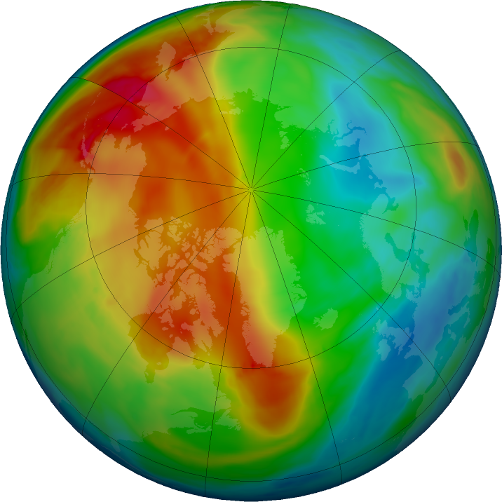 Arctic ozone map for 25 December 2023